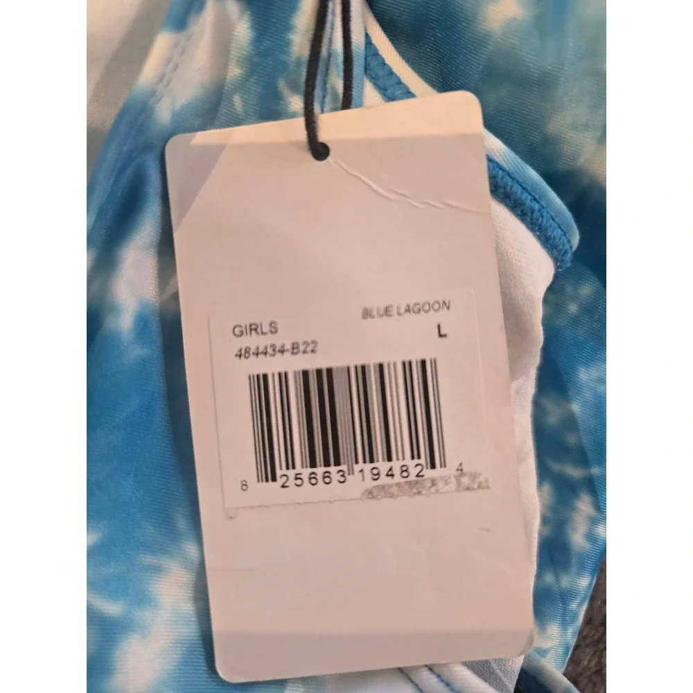 Hurley Girls Blue Lagoon Tie Dye One Piece Swimsuit UPF 50+ Size L 12-13